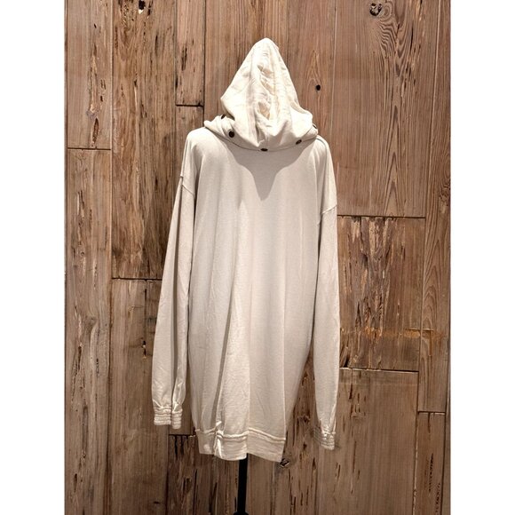 Roque Italy Womens Zip-Up Long Cardigan W/ Removable Hood Pale Pink White Stripe - Picture 4 of 8